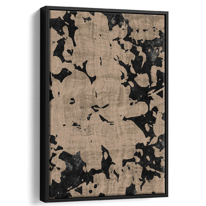 Neutral Floral Pattern Print Botanical Abstract Framed Canvas Print Wall Art, Gallery Wall Fine Art