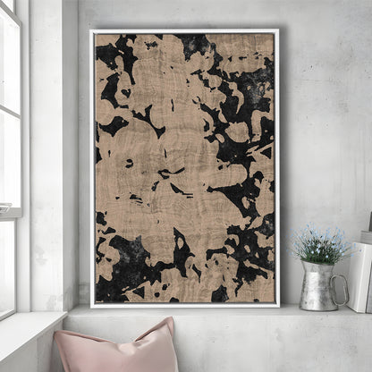 Neutral Floral Pattern Print Botanical Abstract Framed Canvas Print Wall Art, Gallery Wall Fine Art