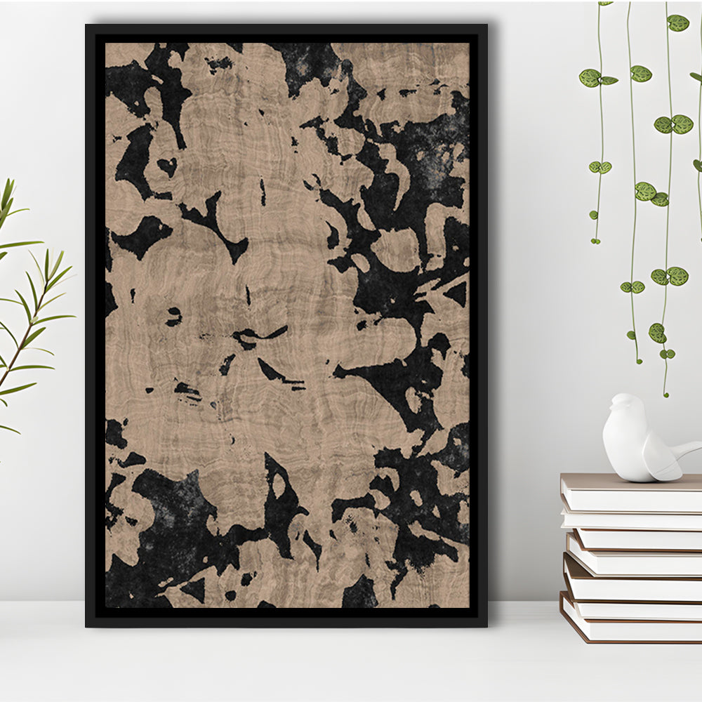 Neutral Floral Pattern Print Botanical Abstract Framed Canvas Print Wall Art, Gallery Wall Fine Art