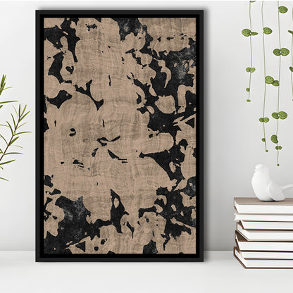 Neutral Floral Pattern Print Botanical Abstract Framed Canvas Print Wall Art, Gallery Wall Fine Art