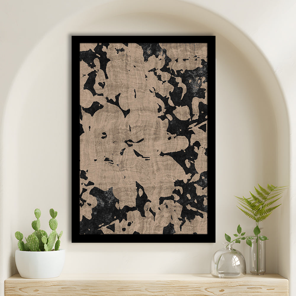 Neutral Floral Pattern Print Botanical Abstract Framed Art Print Wall Decor, Gallery Wall Fine Art