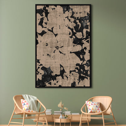 Neutral Floral Pattern Print Botanical Abstract Framed Canvas Print Wall Art, Gallery Wall Fine Art