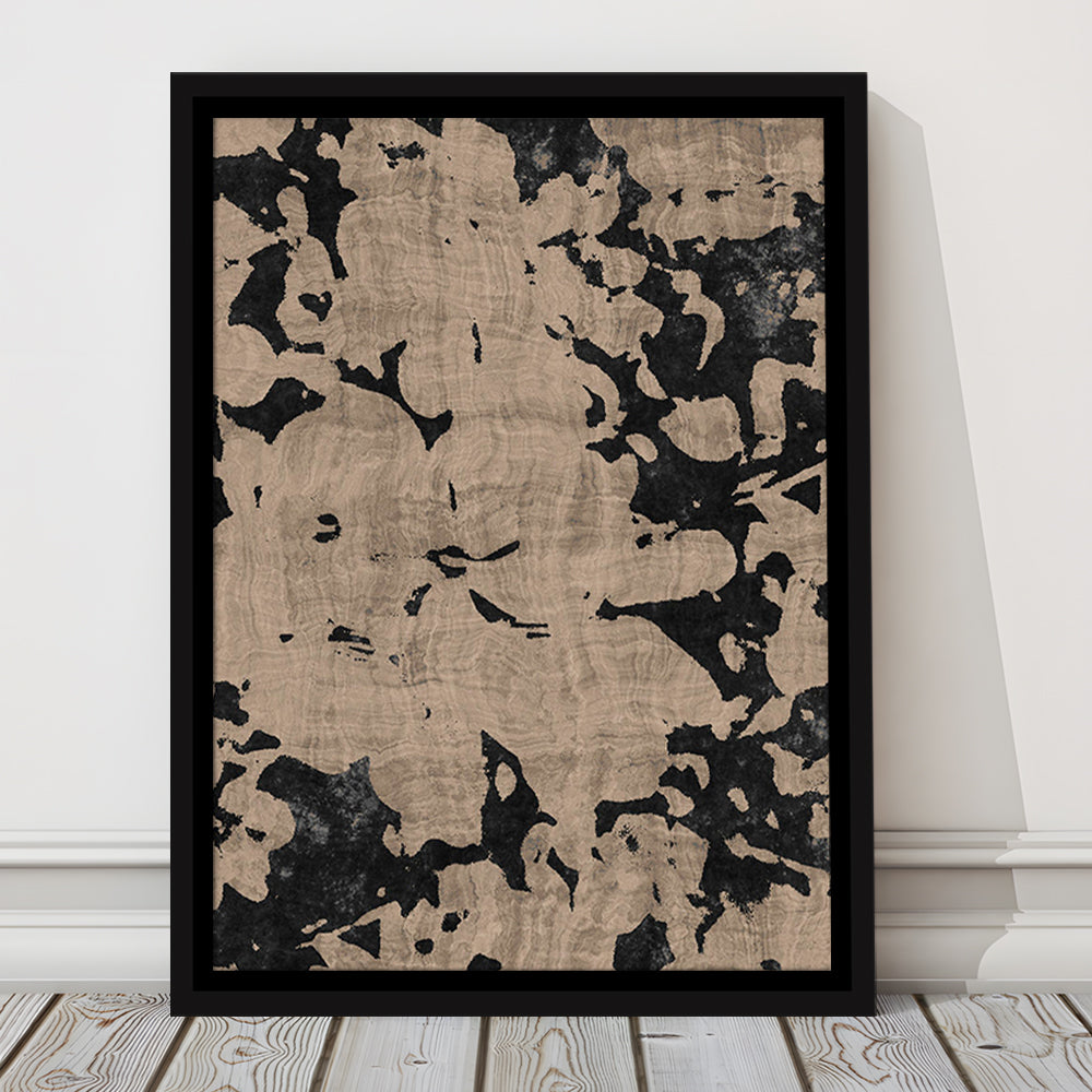 Neutral Floral Pattern Print Botanical Abstract Framed Canvas Print Wall Art, Gallery Wall Fine Art