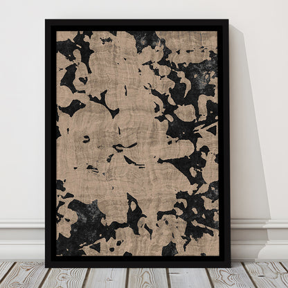 Neutral Floral Pattern Print Botanical Abstract Framed Canvas Print Wall Art, Gallery Wall Fine Art