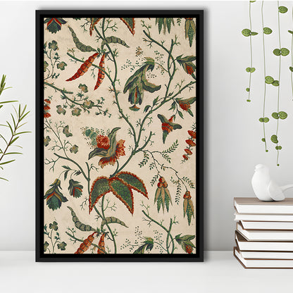 Neutral Floral Textile Minimalist Large-Scale Botanical Framed Canvas Print Wall Art, Trendy Framed Canvas Print Wall Art