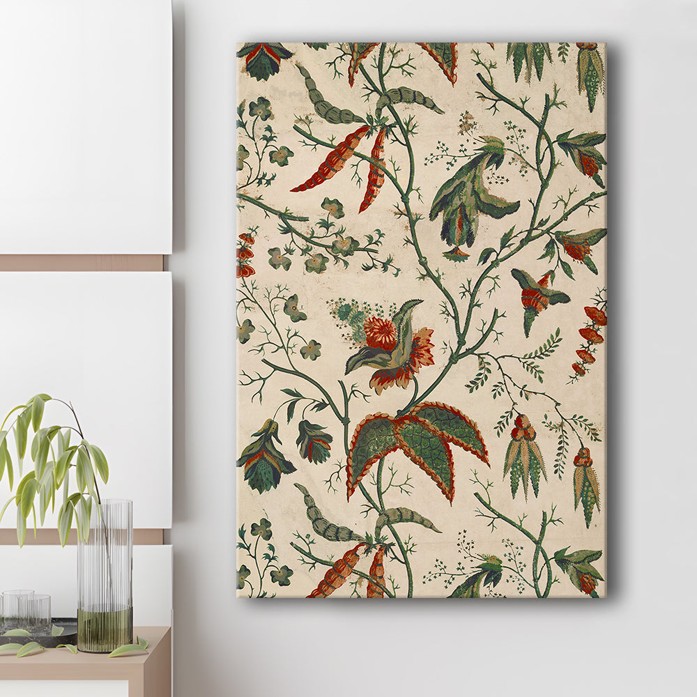 Neutral Floral Textile Minimalist Large-Scale Botanical Canvas Print Wall Art, Trendy Canvas Print Wall Art,