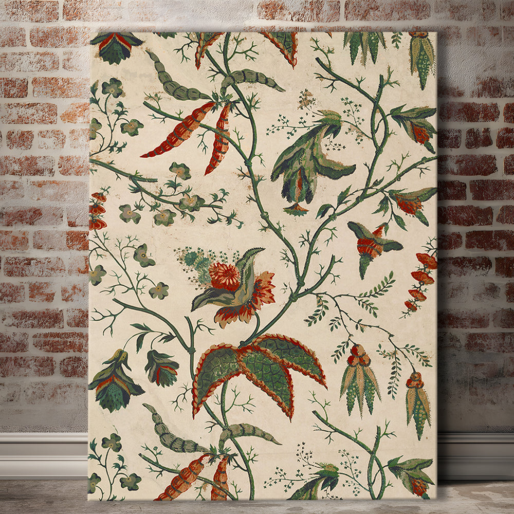 Neutral Floral Textile Minimalist Large-Scale Botanical Canvas Print Wall Art, Trendy Canvas Print Wall Art,