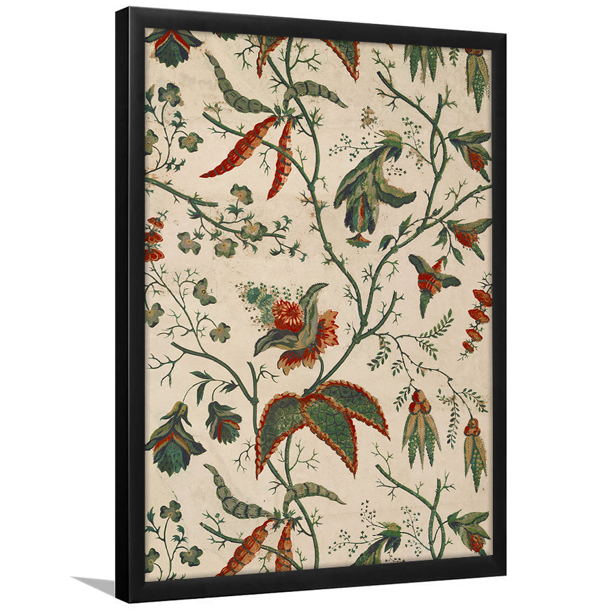 Neutral Floral Textile Minimalist Large-Scale Botanical Framed Art Print Wall Decor, Trendy Framed Art Print Wall Decor