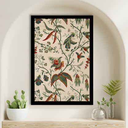 Neutral Floral Textile Minimalist Large-Scale Botanical Framed Art Print Wall Decor, Trendy Framed Art Print Wall Decor