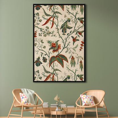 Neutral Floral Textile Minimalist Large-Scale Botanical Framed Canvas Print Wall Art, Trendy Framed Canvas Print Wall Art