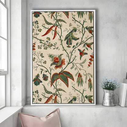 Neutral Floral Textile Minimalist Large-Scale Botanical Framed Canvas Print Wall Art, Trendy Framed Canvas Print Wall Art