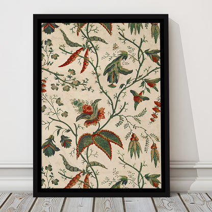 Neutral Floral Textile Minimalist Large-Scale Botanical Framed Canvas Print Wall Art, Trendy Framed Canvas Print Wall Art