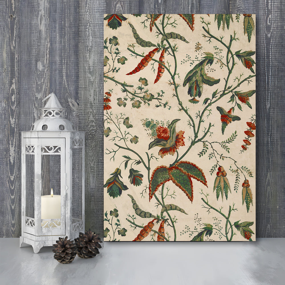 Neutral Floral Textile Minimalist Large-Scale Botanical Canvas Print Wall Art, Trendy Canvas Print Wall Art,