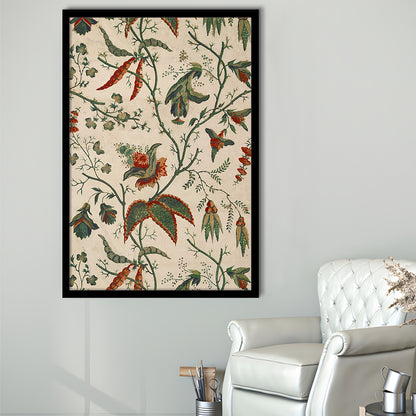 Neutral Floral Textile Minimalist Large-Scale Botanical Framed Art Print Wall Decor, Trendy Framed Art Print Wall Decor