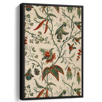 Neutral Floral Textile Minimalist Large-Scale Botanical Framed Canvas Print Wall Art, Trendy Framed Canvas Print Wall Art