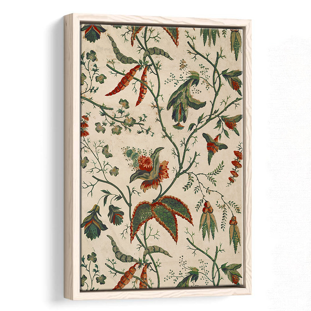 Neutral Floral Textile Minimalist Large-Scale Botanical Framed Canvas Print Wall Art, Trendy Framed Canvas Print Wall Art