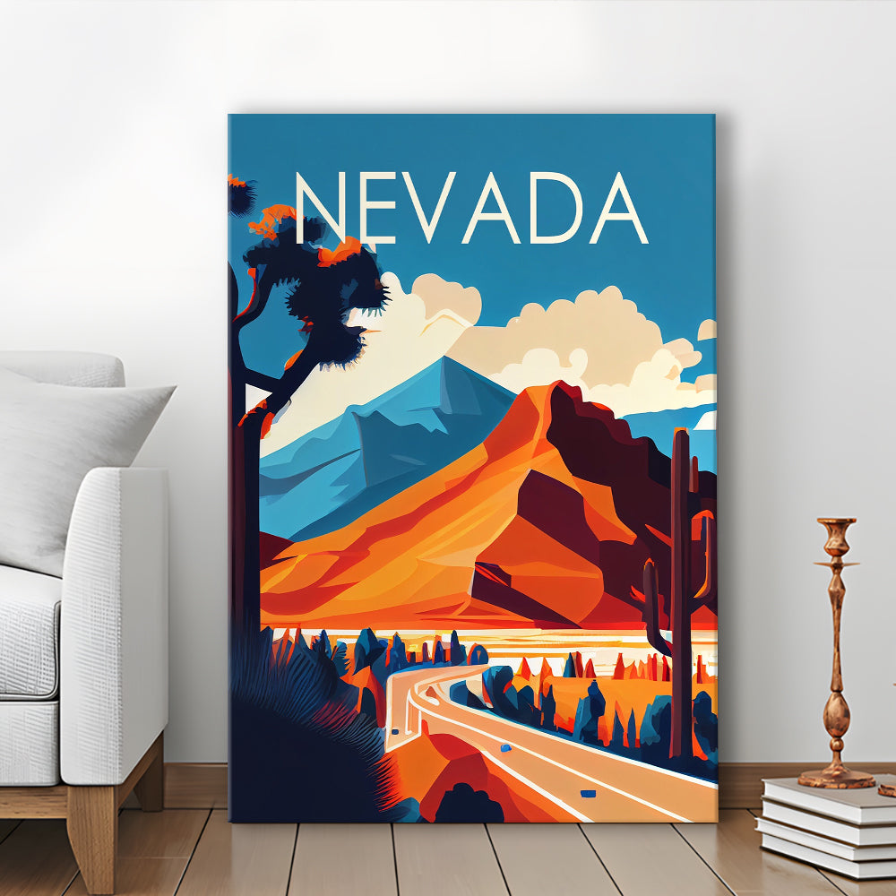 Nevada Retro Art Print, Nevada City Wall Art, Canvas Print, Painting Canvas, Living Room Decor