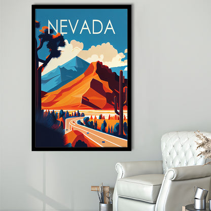 Nevada Retro Art Print, Nevada City Wall Art, Framed Art Print, Picture Framed, Painting Art