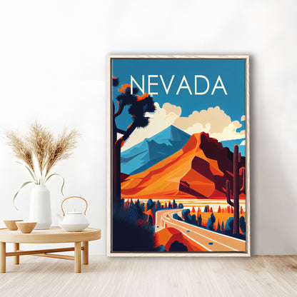 Nevada Retro Art Print, Nevada City Wall Art, Floating Framed Canvas Print, Framed Picture, Painting Canvas