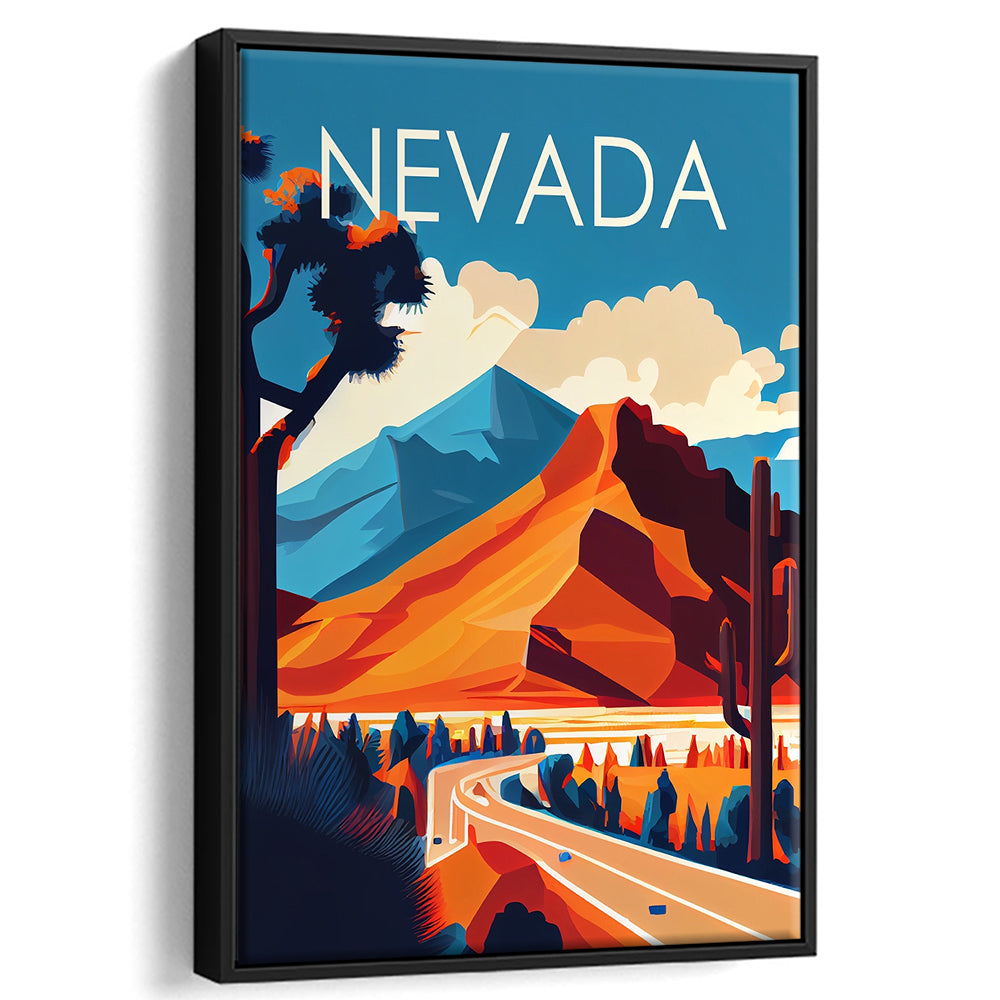 Nevada Retro Art Print, Nevada City Wall Art, Floating Framed Canvas Print, Framed Picture, Painting Canvas