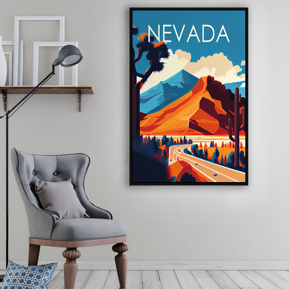 Nevada Retro Art Print, Nevada City Wall Art, Floating Framed Canvas Print, Framed Picture, Painting Canvas