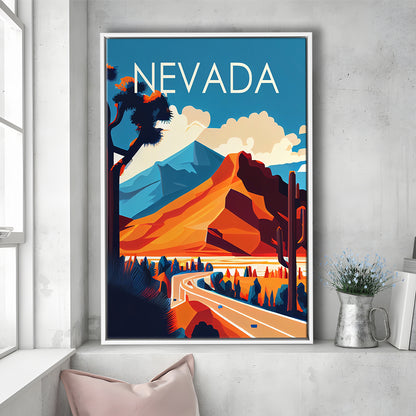 Nevada Retro Art Print, Nevada City Wall Art, Floating Framed Canvas Print, Framed Picture, Painting Canvas