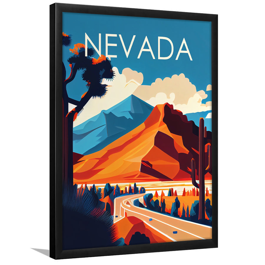 Nevada Retro Art Print, Nevada City Wall Art, Framed Art Print, Picture Framed, Painting Art