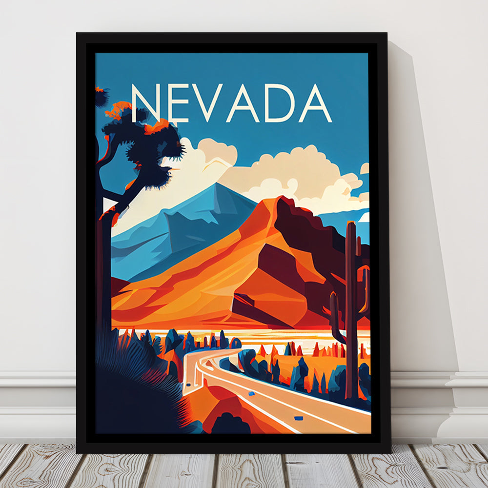 Nevada Retro Art Print, Nevada City Wall Art, Floating Framed Canvas Print, Framed Picture, Painting Canvas