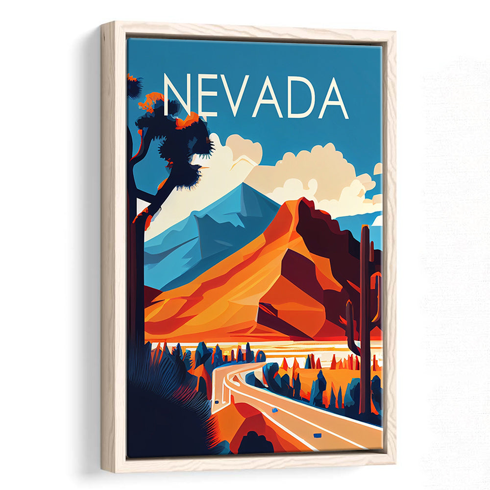Nevada Retro Art Print, Nevada City Wall Art, Floating Framed Canvas Print, Framed Picture, Painting Canvas