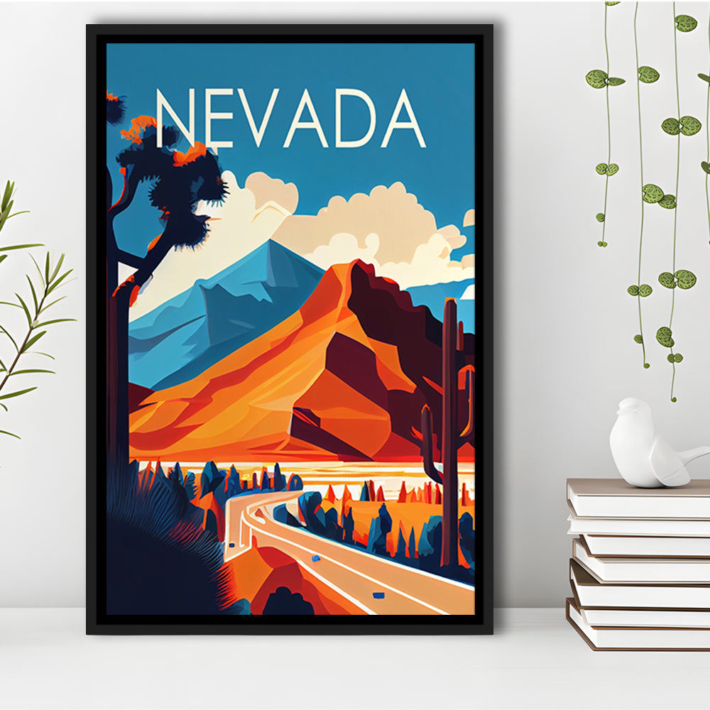Nevada Retro Art Print, Nevada City Wall Art, Floating Framed Canvas Print, Framed Picture, Painting Canvas