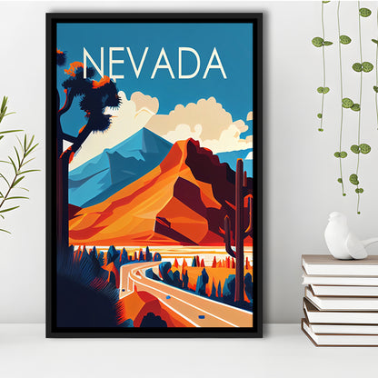 Nevada Retro Art Print, Nevada City Wall Art, Floating Framed Canvas Print, Framed Picture, Painting Canvas