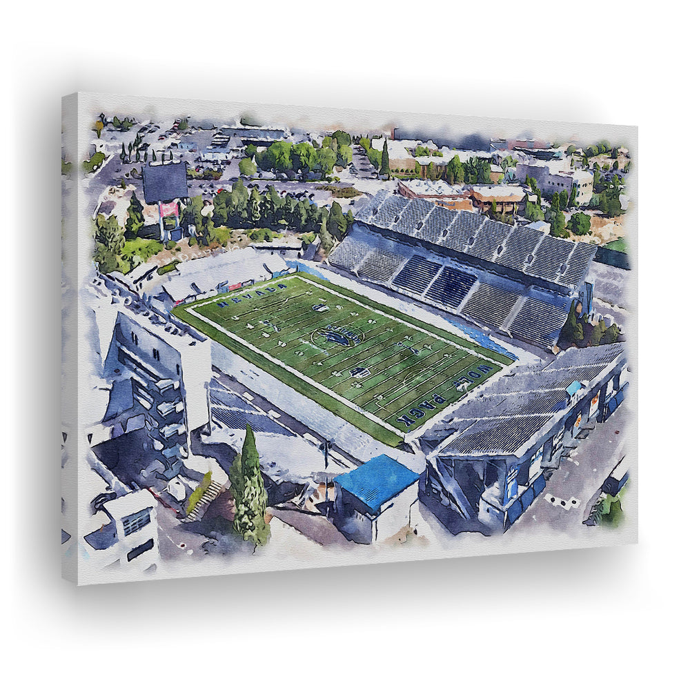 Nevada Wolf Pack, Mackay Painting Stadium Watercolor, Sport Art, Gifts for him, Canvas Print Wall Art