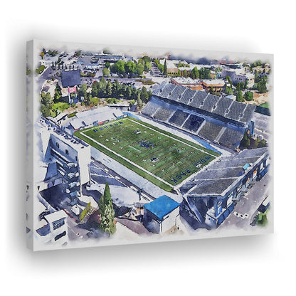 Nevada Wolf Pack, Mackay Painting Stadium Watercolor, Sport Art, Gifts for him, Canvas Print Wall Art