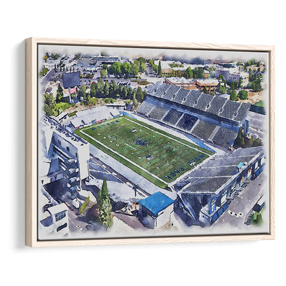 Nevada Wolf Pack, Mackay Painting Stadium Watercolor, Sport Gift Art, Framed Canvas Print Wall Art
