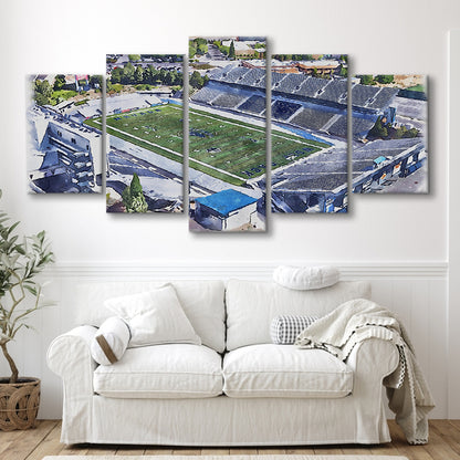 Nevada Wolf Pack, Mackay Painting Stadium Watercolor, Sport Art, Mixed 5 Panel, Canvas Print Wall Art