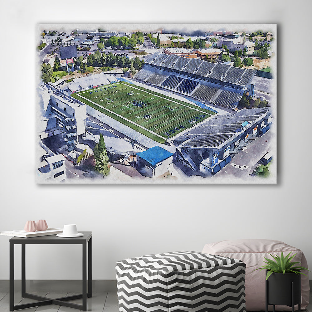 Nevada Wolf Pack, Mackay Painting Stadium Watercolor, Sport Art, Gifts for him, Canvas Print Wall Art