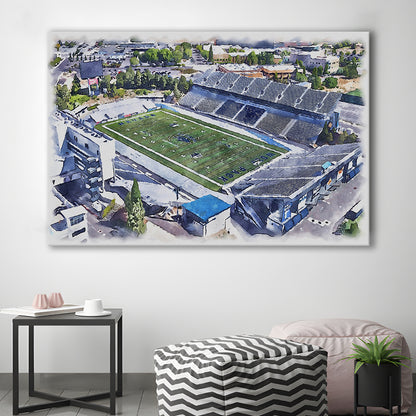 Nevada Wolf Pack, Mackay Painting Stadium Watercolor, Sport Art, Gifts for him, Canvas Print Wall Art