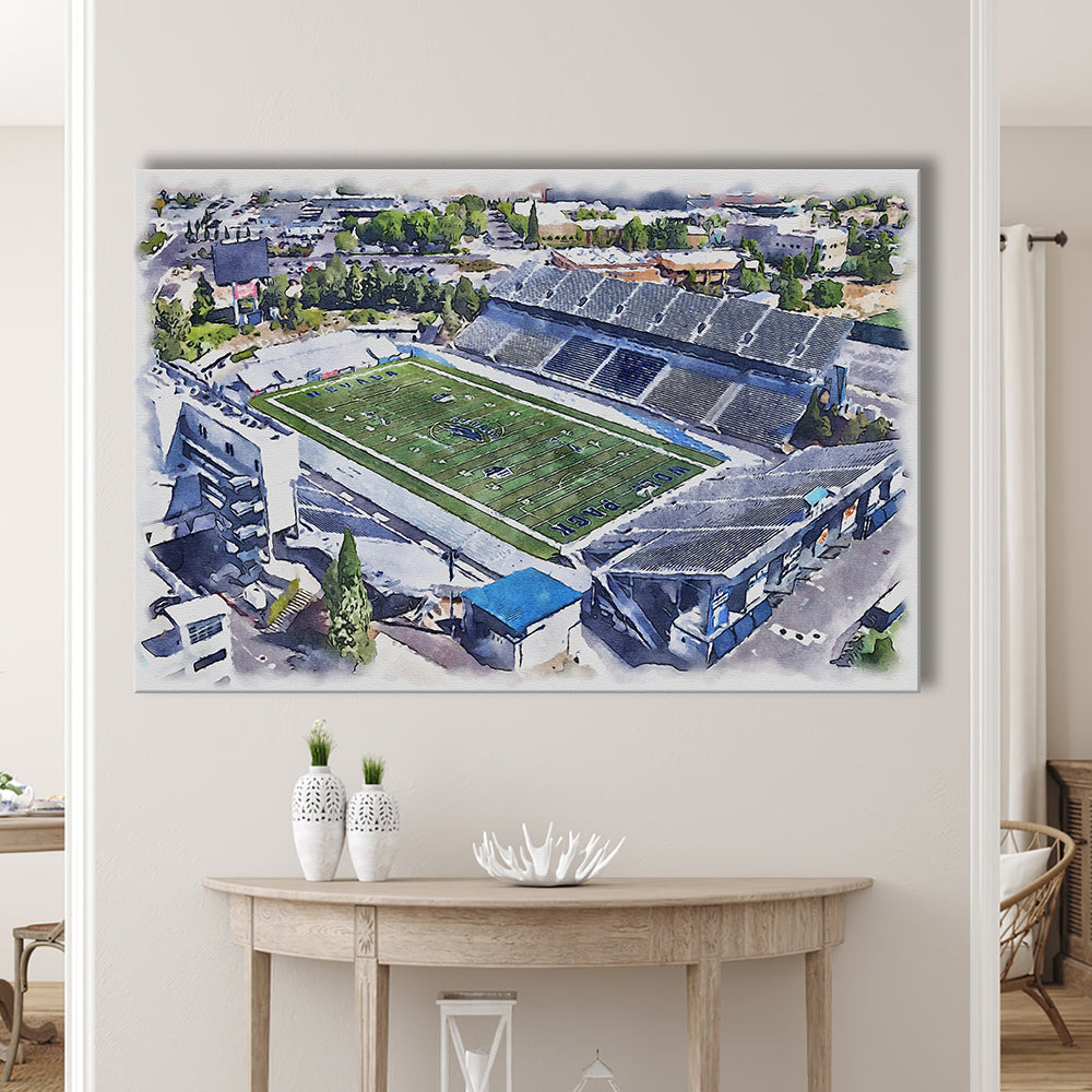 Nevada Wolf Pack, Mackay Painting Stadium Watercolor, Sport Art, Gifts for him, Canvas Print Wall Art