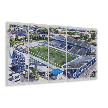 Nevada Wolf Pack, Mackay Painting Stadium Watercolor, Sport Art, Extra Large Canvas Print Wall Art