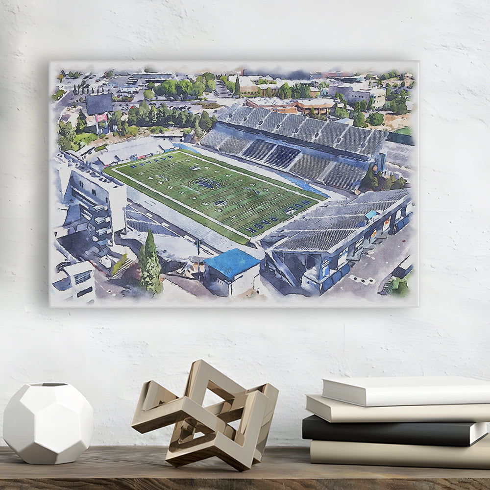Nevada Wolf Pack, Mackay Painting Stadium Watercolor, Sport Art, Gifts for him, Canvas Print Wall Art