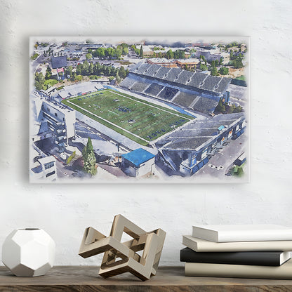Nevada Wolf Pack, Mackay Painting Stadium Watercolor, Sport Art, Gifts for him, Canvas Print Wall Art
