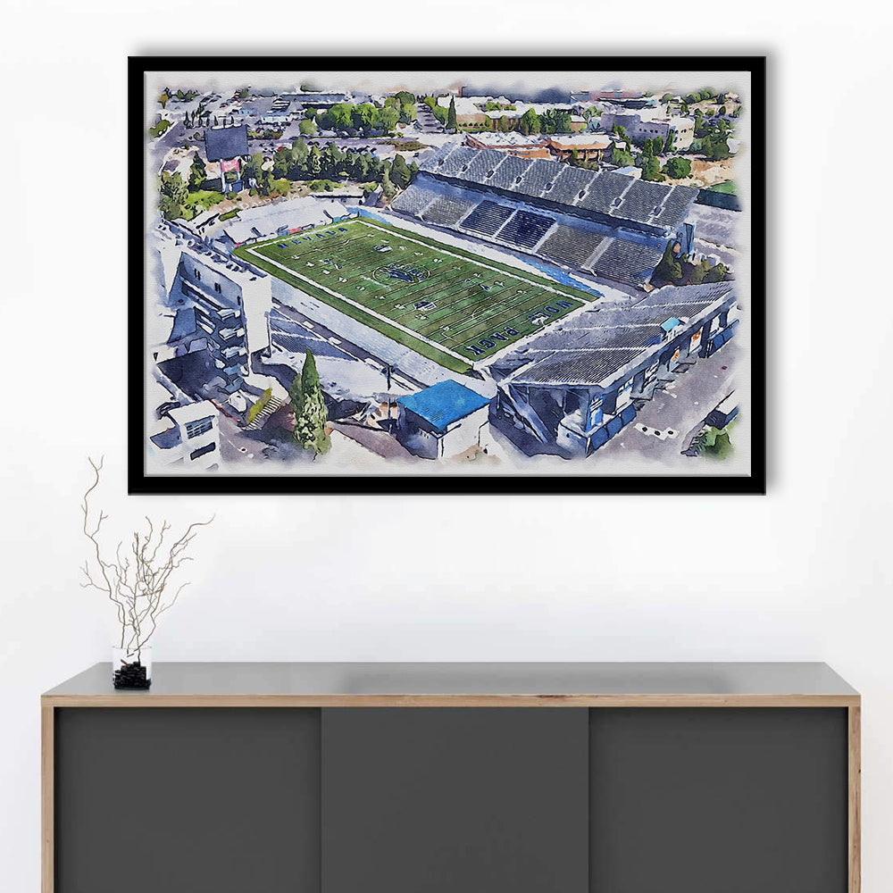 Nevada Wolf Pack, Mackay Painting Stadium Watercolor, Sport Gift Art, Framed Art Print Wall Decor
