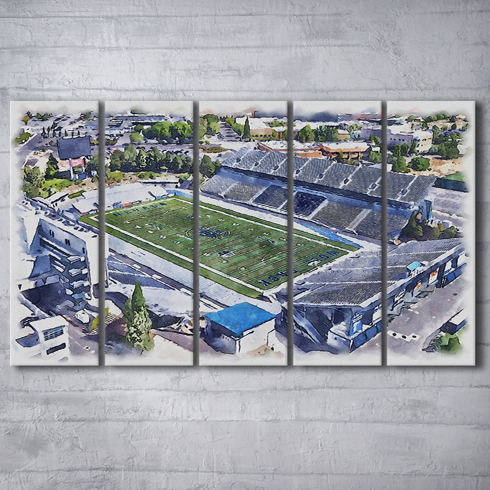 Nevada Wolf Pack, Mackay Painting Stadium Watercolor, Sport Art, Extra Large Canvas Print Wall Art