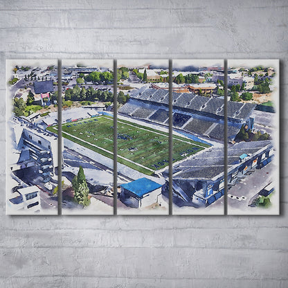 Nevada Wolf Pack, Mackay Painting Stadium Watercolor, Sport Art, Extra Large Canvas Print Wall Art