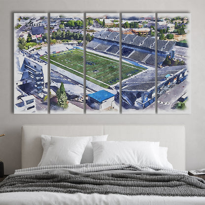 Nevada Wolf Pack, Mackay Painting Stadium Watercolor, Sport Art, Extra Large Canvas Print Wall Art