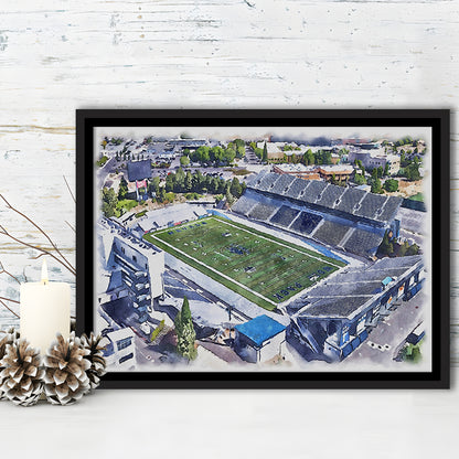 Nevada Wolf Pack, Mackay Painting Stadium Watercolor, Sport Gift Art, Framed Canvas Print Wall Art