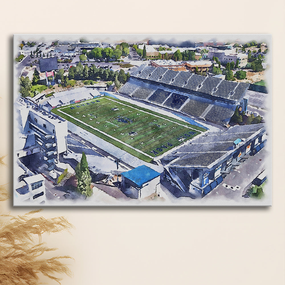 Nevada Wolf Pack, Mackay Painting Stadium Watercolor, Sport Art, Gifts for him, Canvas Print Wall Art