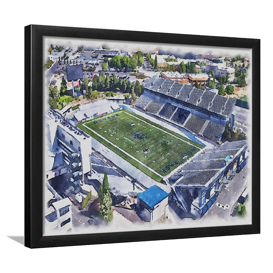 Nevada Wolf Pack, Mackay Painting Stadium Watercolor, Sport Gift Art, Framed Art Print Wall Decor