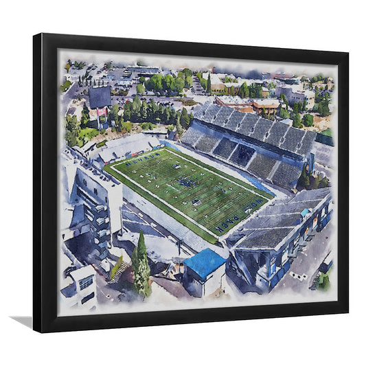 Nevada Wolf Pack, Mackay Painting Stadium Watercolor, Sport Gift Art, Framed Art Print Wall Decor