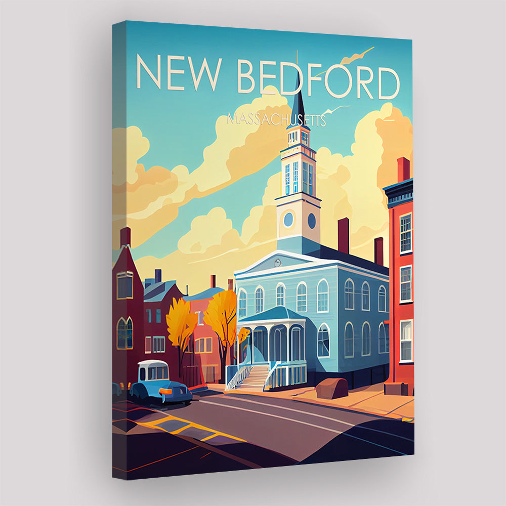 New Bedford MA Retro Art Print, New Bedford City Wall Art, Canvas Print, Painting Canvas, Living Room Decor